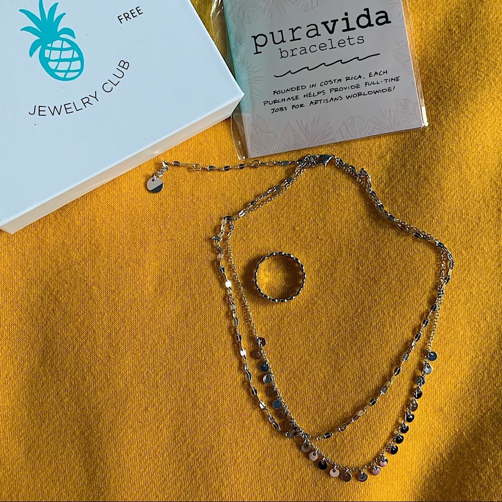 Pura Vida Jewelry Club Ring and Necklace Set